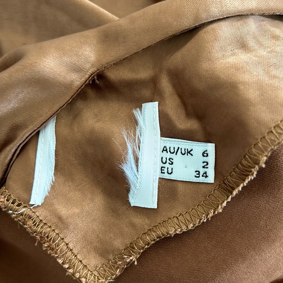 Princess Polly Alfie Copper Brown Satin Backless Square Neck Mini Dress - Picture 11 of 12